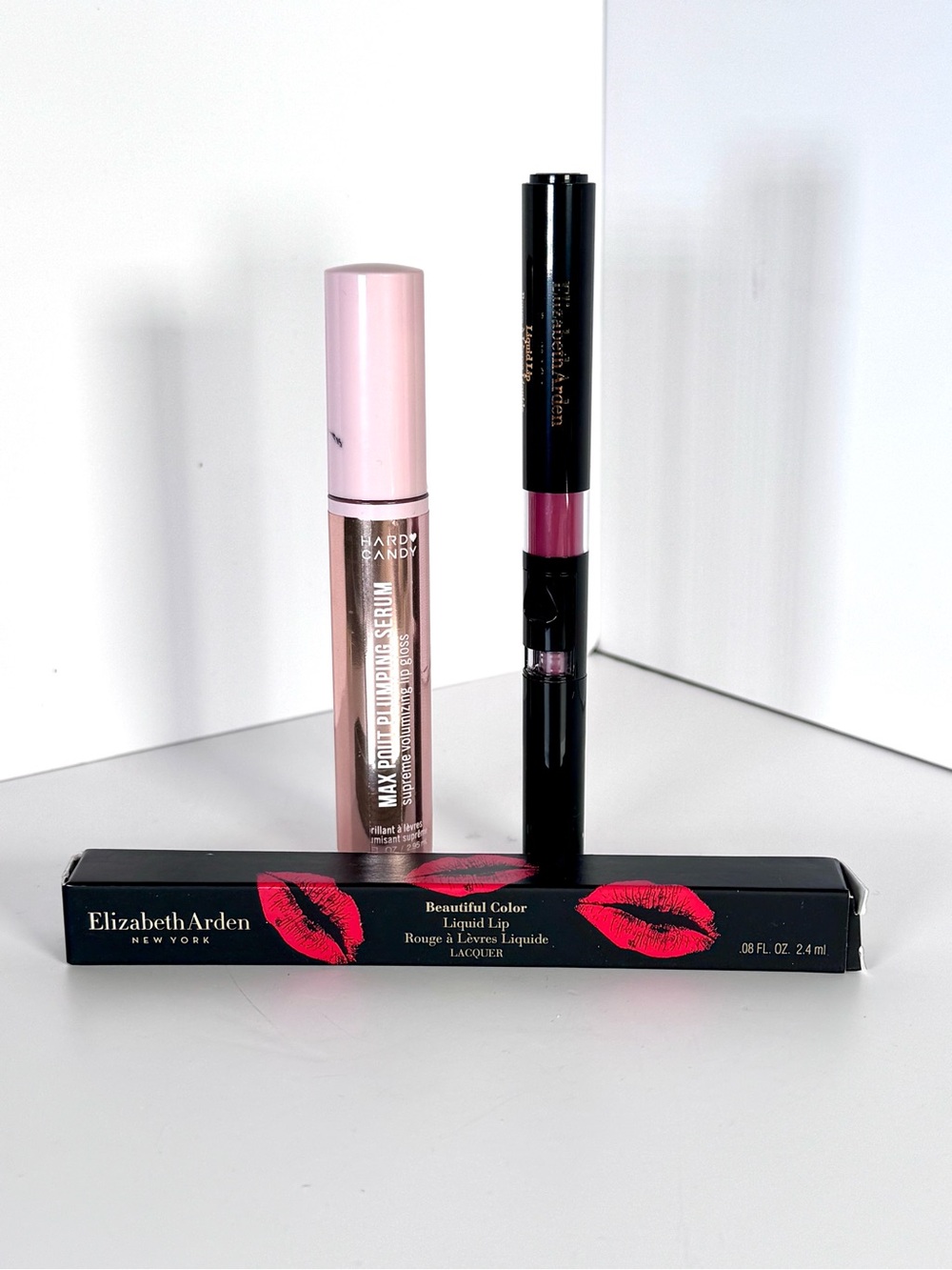 HARD CANDY PLUMPING LIP GLOSS + ELIZABETH ARDEN LIQUID LIP DUO MAX POUT MSRP $36
